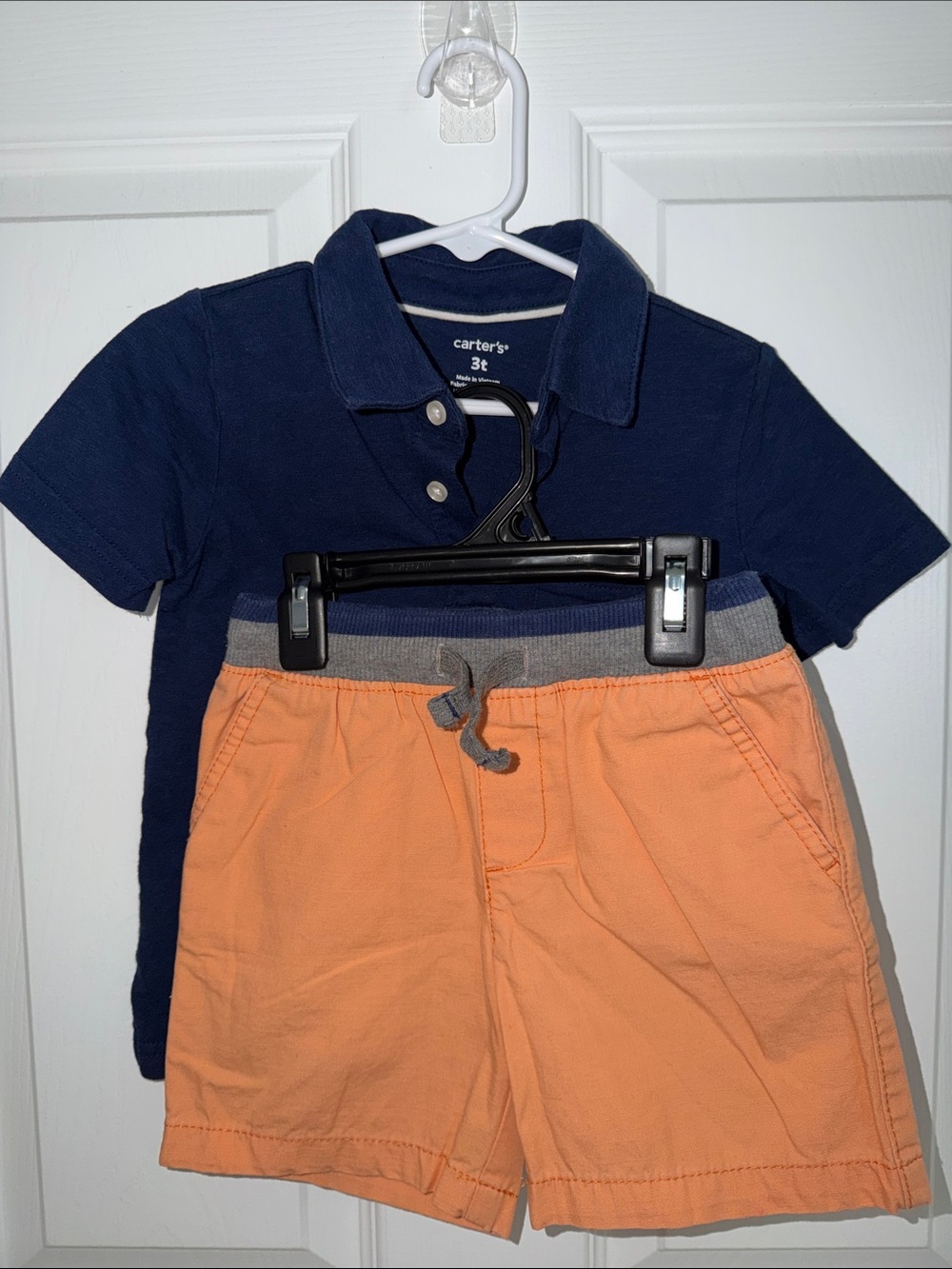 Carter's Orange Cotton Drawstring Shorts with Gray Waistband